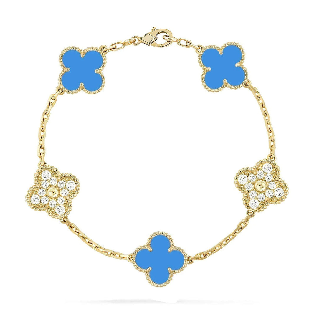 [Amore Jewelry] CLOVER 5 MOTIF BLUE AGATE BRACELET COLLECTION