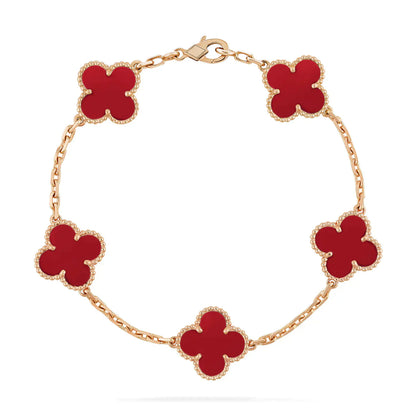 [Amore Jewelry]CLOVER 5 MOTIFS RED AGATE  BRACELET