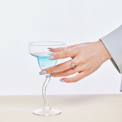 [Amore Jewelry]Luxurious Colorful Flower Shape Banquet Ring