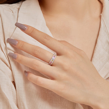 [Amore Jewelry]Delicate Colorful Round Cut Daily Ring