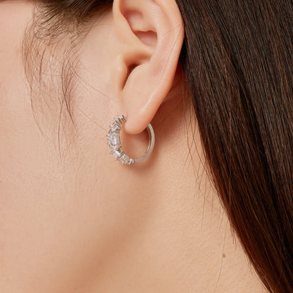 [Amore Jewelry]Dazzling Colorful Emerald Cut Daily Earrings