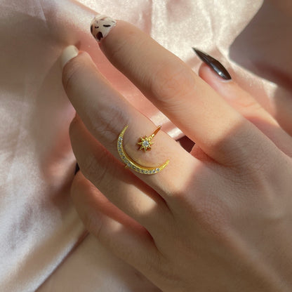 [Amore Jewelry]Eternity Moon & Star Ring