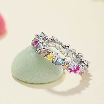 [Amore Jewelry]Dazzling Polychromatic Multi cut Daily Ring