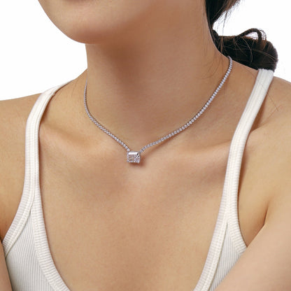 [Amore Jewelry]4.0 Carat Elegant Radiant Cut Necklace