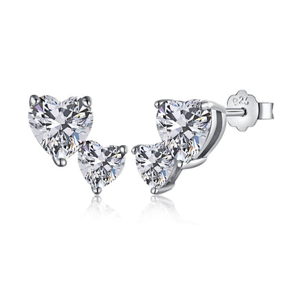[Amore Jewelry]Double Heart-Shape Classic Princess Style Earrings