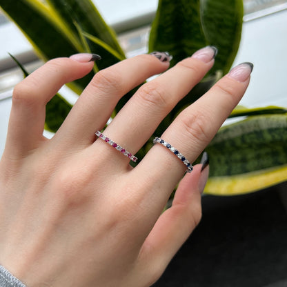 [Amore Jewelry]Exquisite Colorful Round Cut Tennis Ring