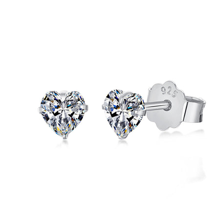[Amore Jewelry]Sparkling Heart Shaped Simple Earrings