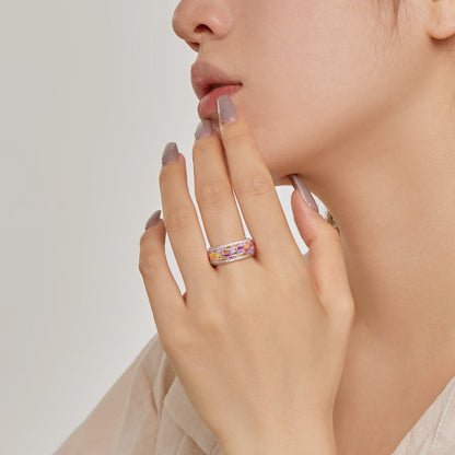 [Amore Jewelry]Radiant Colorful Radiant Cut Daily Ring