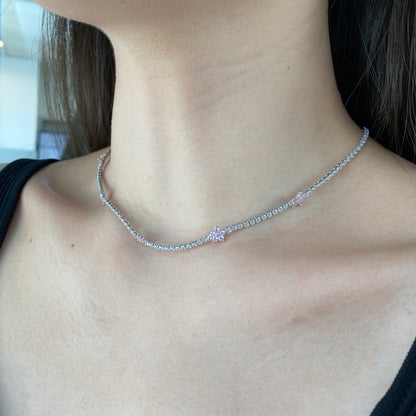 [Amore Jewelry]Luxurious Colorful Flower Tennis Necklace