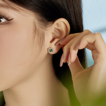 [Amore Jewelry]Four-Leaf Clover Flower Shaped Earrings
