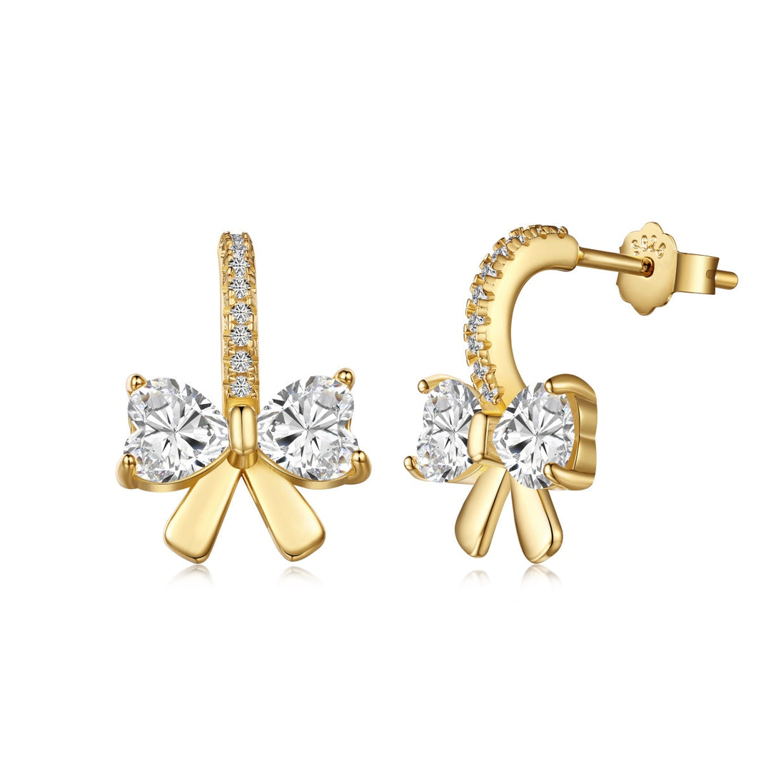 [Amore Jewelry]Exquisite Earrings With Heart-Shaped Bow Design