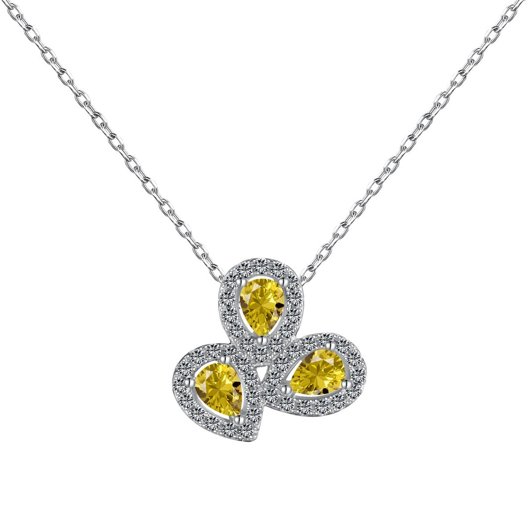 [Amore Jewelry]Elegant Flower Shape Pear Cut Necklace
