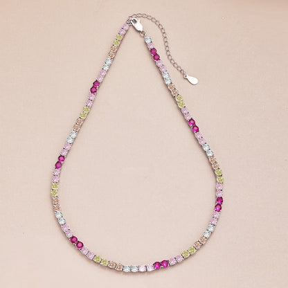 [Amore Jewelry]Delicate Colorful Tennis Necklace