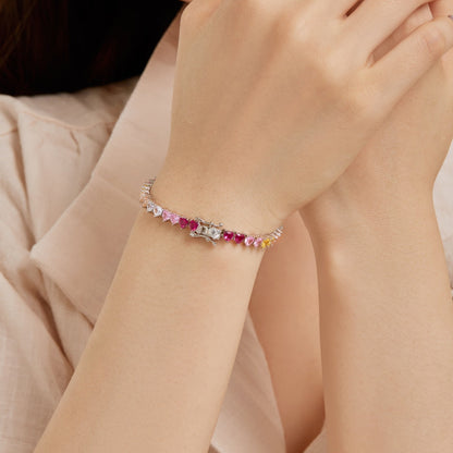 [Amore Jewelry]Luxurious Colorful Romantic Heart Shape Lover Bracelet