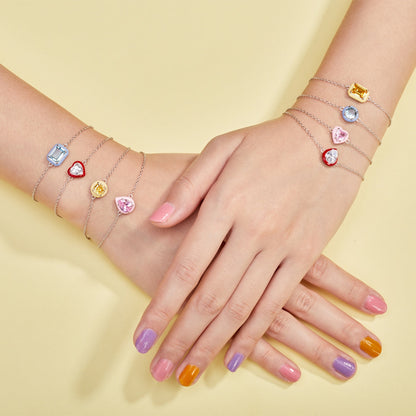 [Amore Jewelry]2.0 Carat Sparkling Colorful Emerald Cut Daily Bracelet