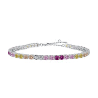 [Amore Jewelry]Radiant Colorful Round Cut Tennis Bracelet