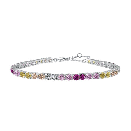 [Amore Jewelry]Radiant Colorful Round Cut Tennis Bracelet