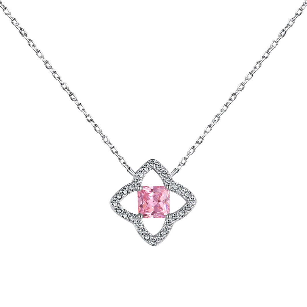 [Amore Jewelry]Exquisite Flower Shape Princess Cut Necklace