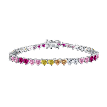 [Amore Jewelry]Luxurious Colorful Romantic Heart Shape Lover Bracelet