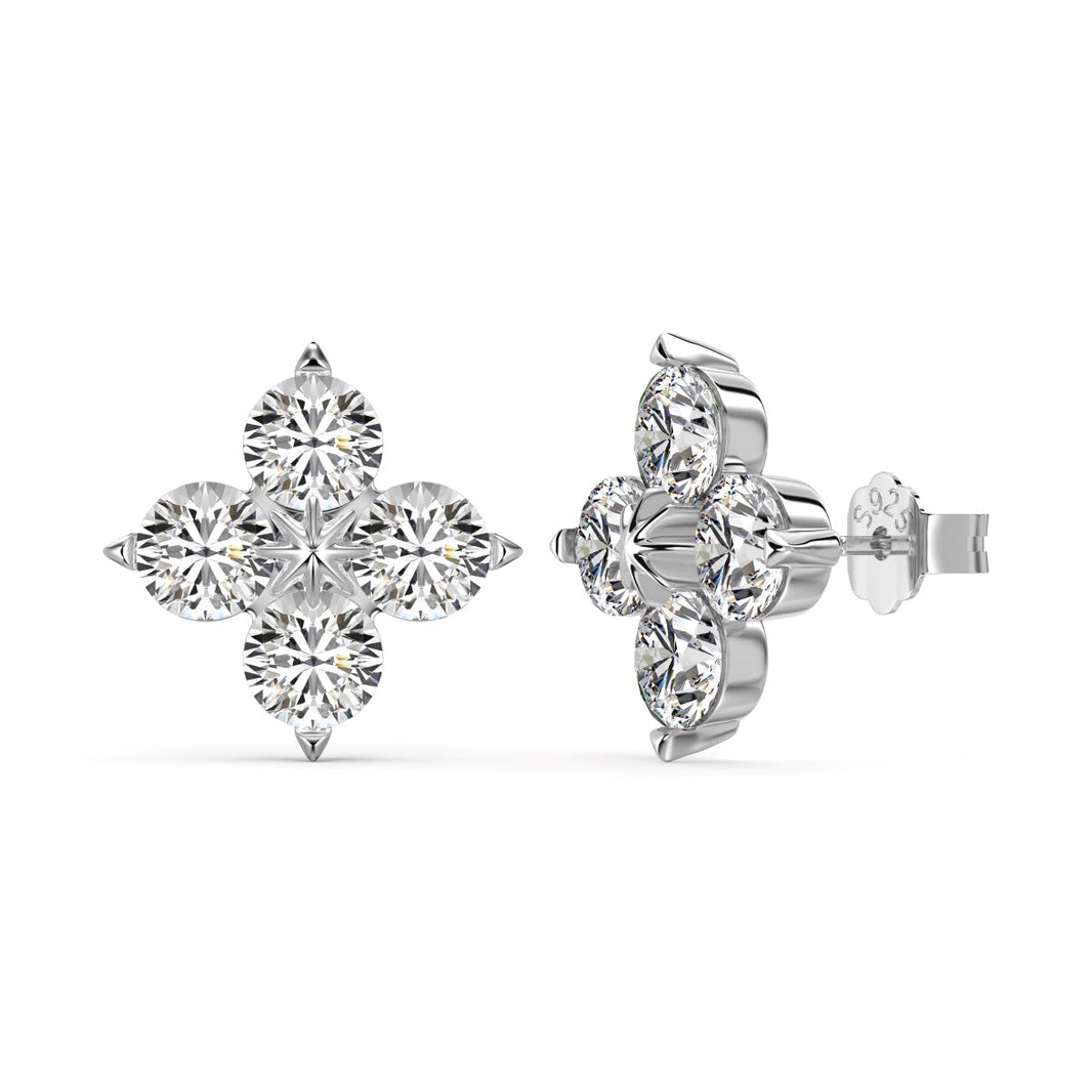 [Amore Jewelry]Four-Leaf Clover Eight-Pointed Star Earrings