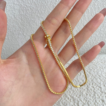 [Amore Jewelry]Delicate Round Shape Tennis Necklace