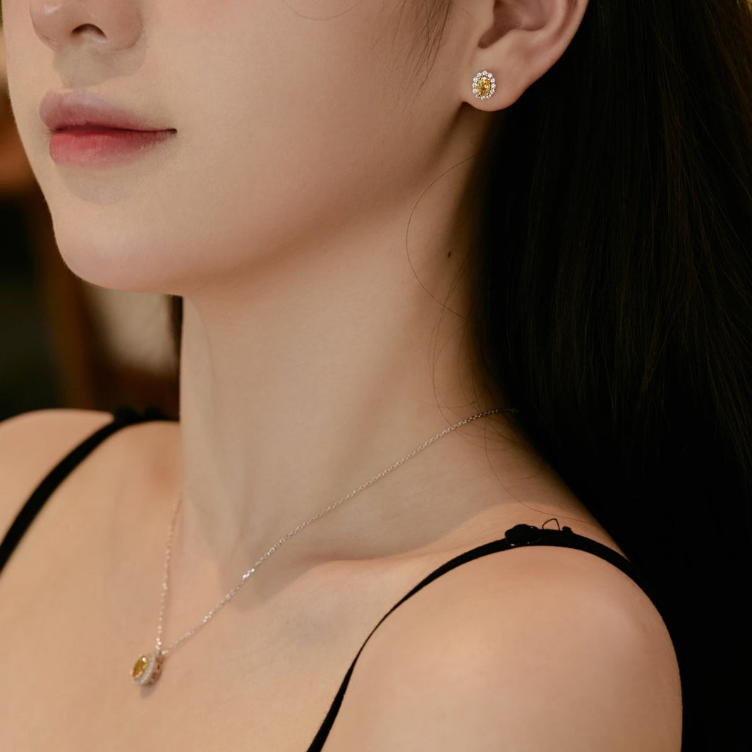 [Amore Jewelry]Delicate Unique Oval Cut Daily Earrings