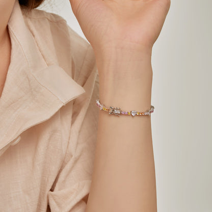 [Amore Jewelry]Romantic Heart Shape Round Cut Lover Bracelet