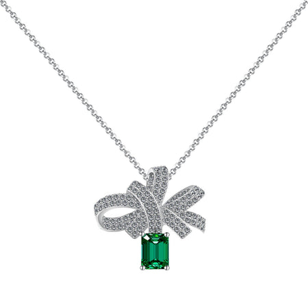 [Amore Jewelry]Luxurious Flower Shape Emerald Cut Necklace