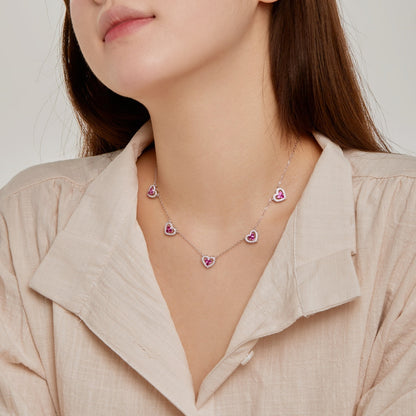 [Amore Jewelry]Sparkling Five Heart Necklace