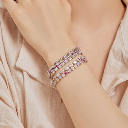 [Amore Jewelry]Delicate Colorful Emerald Cut Daily Bracelet