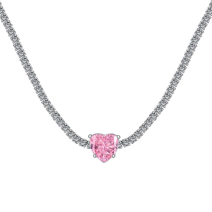 [Amore Jewelry]2.0 Carat Sparkling Tennis Heart Cut Necklace