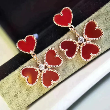 [Amore Jewelry]SWEET CLOVER CARNELIAN EARRINGS