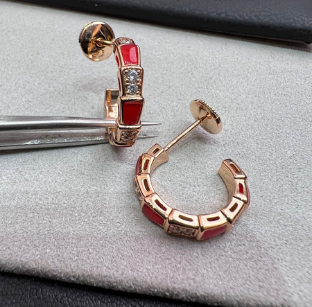[Amore Jewelry]SERPENTI CARNELIAN PINK GOLD EARRINGS