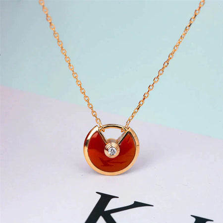 [Amore Jewelry]AMULETTE GOLD CARNELIAN ONYX NECKLACE
