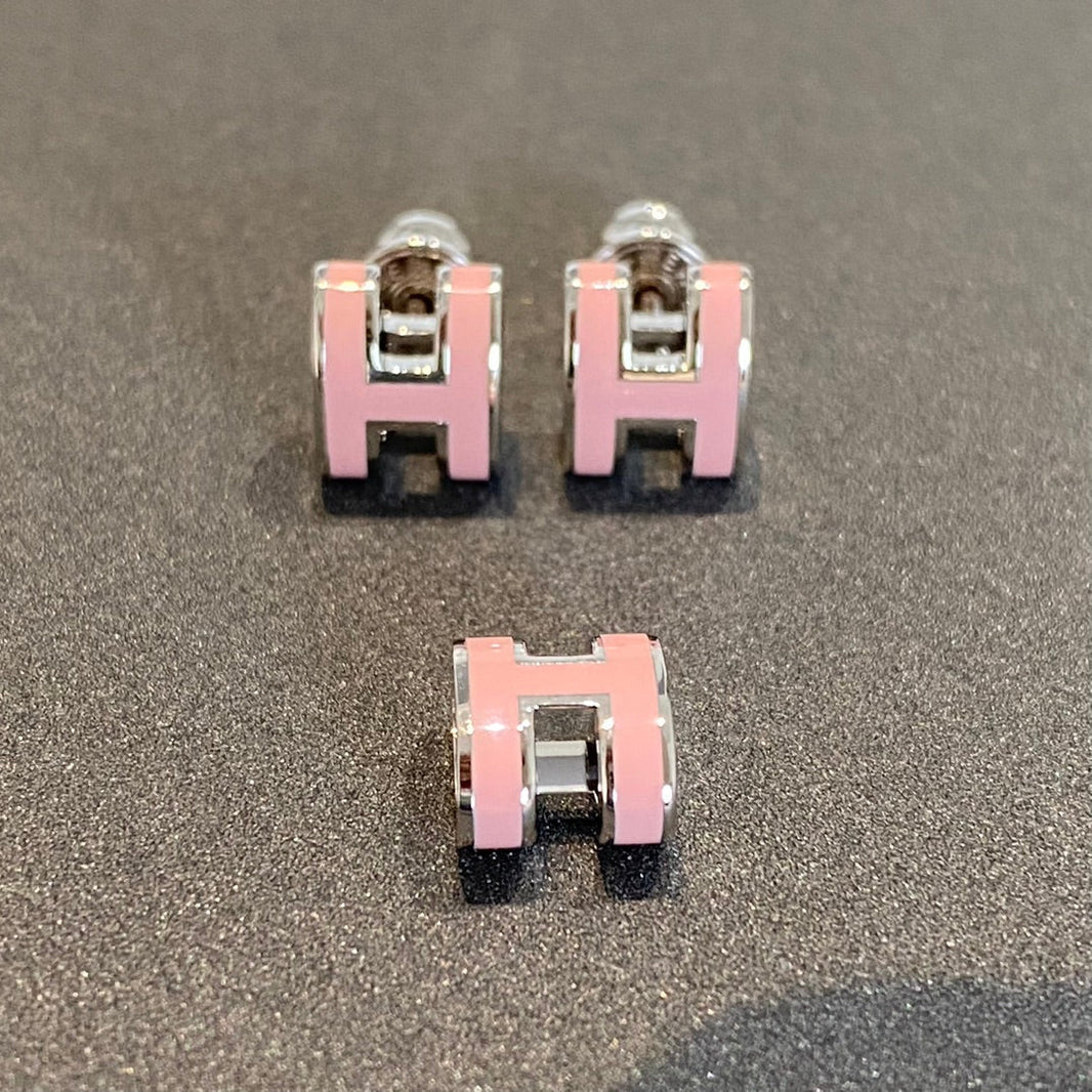 [Amore Jewelry]MINI POP H SILVER EARRINGS PINK