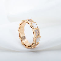 [Amore Jewelry]SERPENTI RING PINK GOLD MOP DIAMOND PAVED 4MM