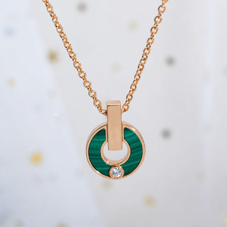 [Amore Jewelry]GARI NECKLACE PINK GOLD MALACHITE