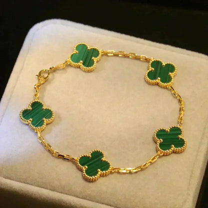 [Amore Jewelry]CLOVER 5 MOTIFS MALACHITE BRACELET