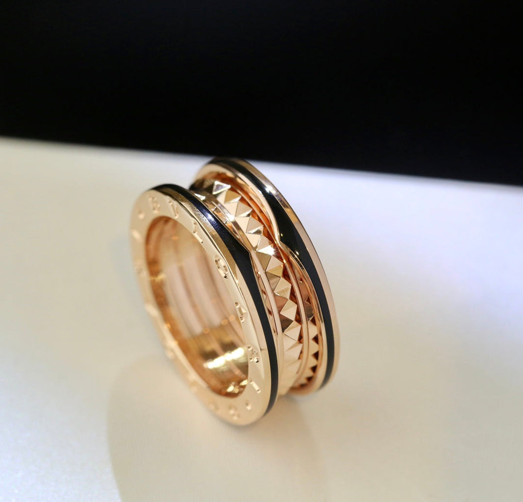 [Amore Jewelry]ZERO 1 PINK GOLD BLACK CERAMIC RING