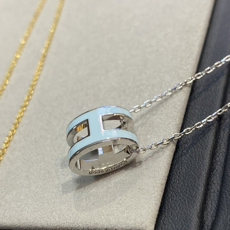 [Amore Jewelry]POP H LIGHT BLUE NECKLACE