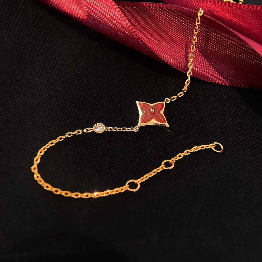 [Amore Jewelry]COLOR STAR CARNELIAN PINK GOLD DIAMOND BRACELET