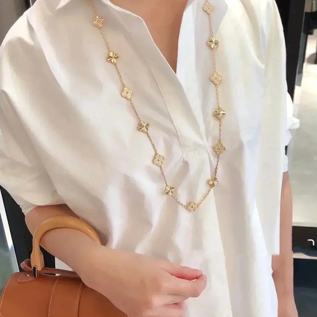 [Amore Jewelry]CLOVER 20 MOTIFS LASER DIAMOND NECKLACE