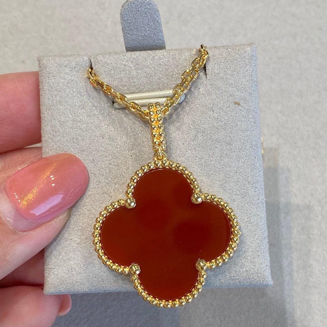 [Amore Jewelry]CLOVER 25MM NECKLACE GOLD CARNELIAN