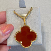 [Amore Jewelry]CLOVER 25MM NECKLACE GOLD CARNELIAN