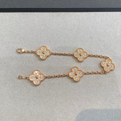 [Amore Jewelry] CLOVER 5 MOTIF FULL DIAMOND BRACELET COLLECTION