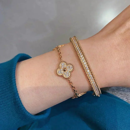 [Amore Jewelry]CLOVER 5 MOTIFS  FULL DIAMOND BRACELET
