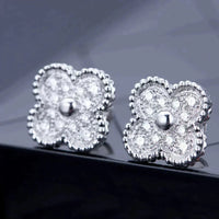 [Amore Jewelry]CLOVER 1 MOTIFS DIAMOND STUD EARRINGS SILVER