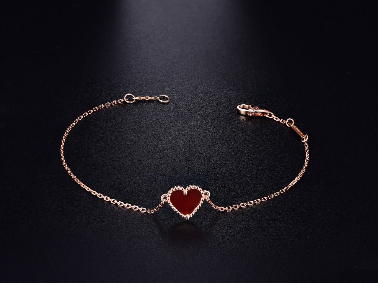 [Opulent Aurora]HEART CARNELIAN PINK GOLD BRACELET