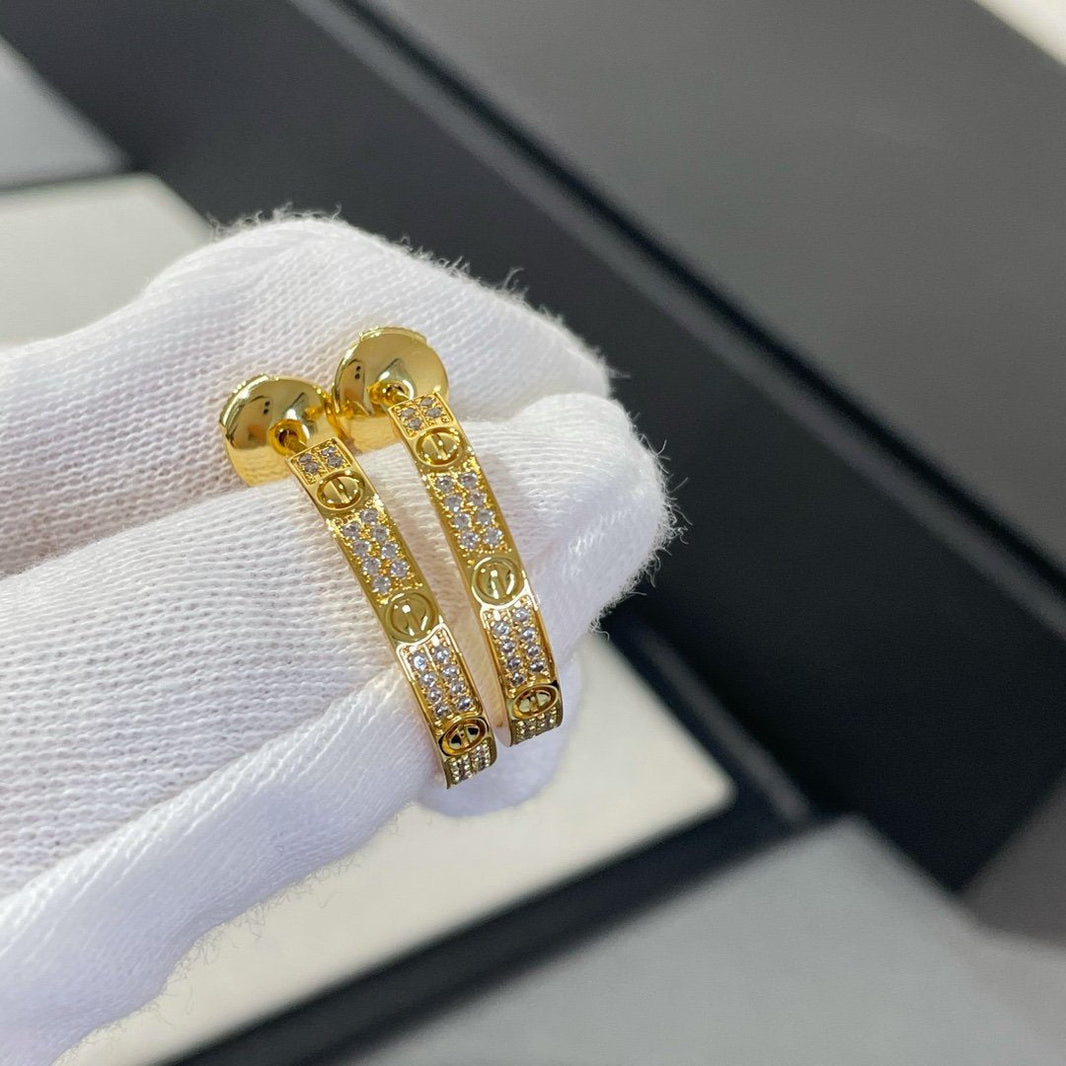 [Amore Jewelry]LOVE DIAMOND GOLD HOOP EARRINGS