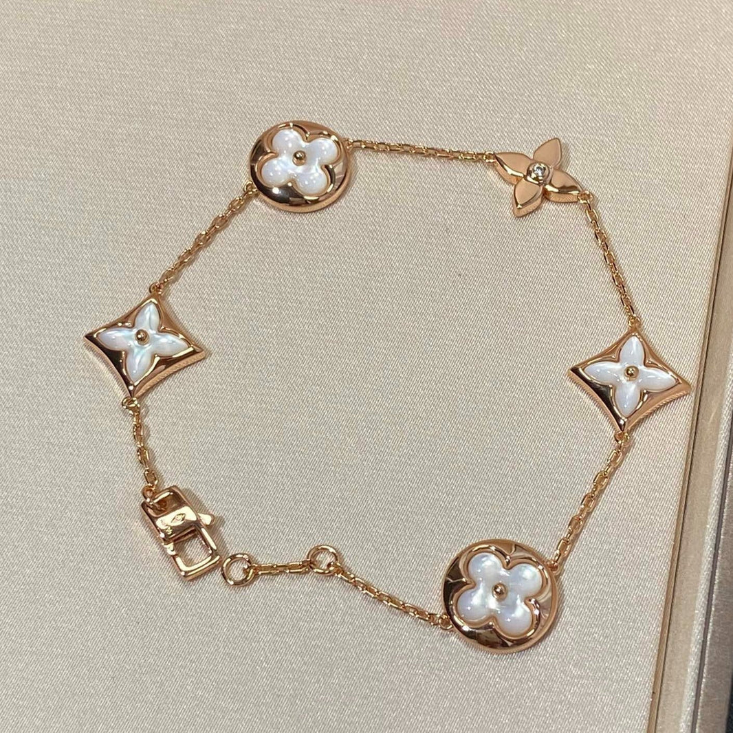 [Amore Jewelry]STAR AND SUN 5 MOTIF MOP PINK GOLD BRACELET